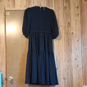 Forever 21 Black Puff Sleeve Maxi Dress